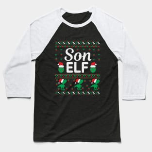 Christmas Son Elf Gifts | Ugly Christmas Sweater Baseball T-Shirt